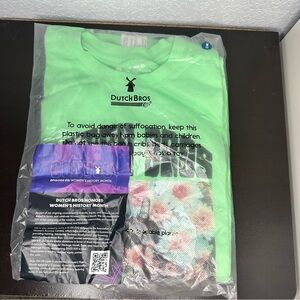 Dutch Bros NWT BRAND NEW IN PACKAGE Green XS+MEDIUM+LARGE Green Peace Flowers